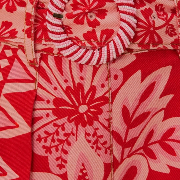 Farm Rio Red Belted Shorts 33 - Picture 4 of 12